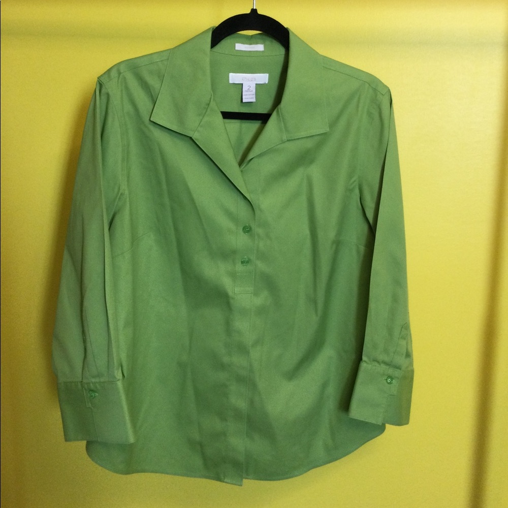 Chico’s L(2) lime green no iron blouse
